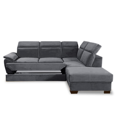 Coltar Extensibil Cu Otoman Dreapta Dax, 5 Locuri, Lada Depozitare, Gri, 296 Cm-01