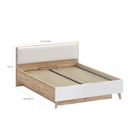 Pat Vankka Dimensiunie Saltea 160 x 200 Cm, Somiera Rabatabila, Stejar Pardosit si Alb-01