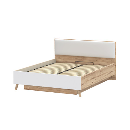 Pat Vankka Dimensiunie Saltea 160 x 200 Cm, Somiera Rabatabila, Stejar Pardosit si Alb-01