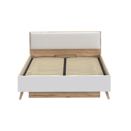 Pat Vankka Dimensiunie Saltea 160 x 200 Cm, Somiera Rabatabila, Stejar Pardosit si Alb-01