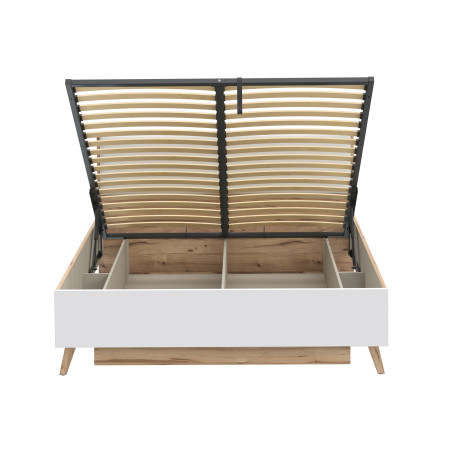 Pat Vankka Dimensiunie Saltea 160 x 200 Cm, Somiera Rabatabila, Stejar Pardosit si Alb-01