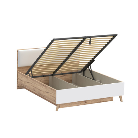 Pat Vankka Dimensiunie Saltea 160 x 200 Cm, Somiera Rabatabila, Stejar Pardosit si Alb-01