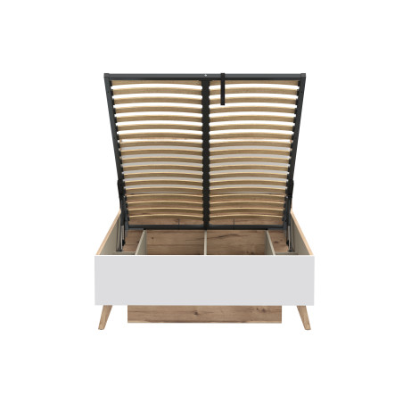 Pat Vankka Dimensiune Saltea 120 x 200 Cm, Somiera Rabatabila Vankka, Stejar Pardosit si Alb-01