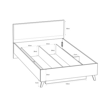 Pat Vankka Dimensiune Saltea 120 x 200 Cm, Somiera Rabatabila Vankka, Stejar Pardosit si Alb-01