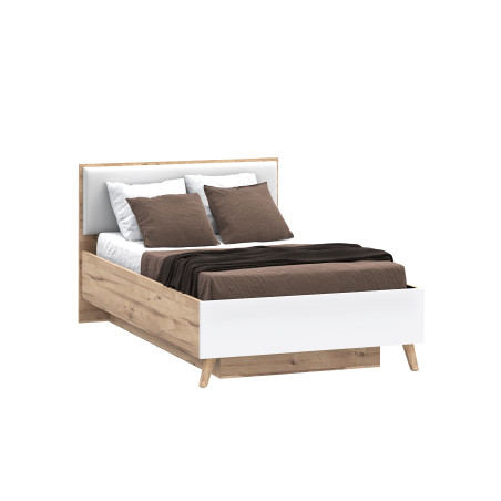 Pat Vankka Dimensiune Saltea 120 x 200 Cm, Somiera Rabatabila Vankka, Stejar Pardosit si Alb-01