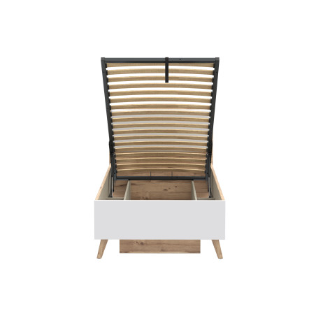 Pat Vankka, Dimensiune Saltea 90 x 200 Cm Somiera Rabatabila, Stejar Pardosit si Alb-01