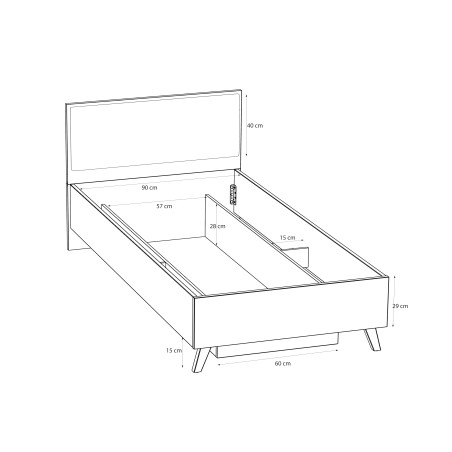 Pat Vankka, Dimensiune Saltea 90 x 200 Cm Somiera Rabatabila, Stejar Pardosit si Alb-01