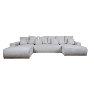 Coltar U Extensibil Otis Stanga, 6 Locuri, Lada Depozitare, Gri deschis, 357 Cm