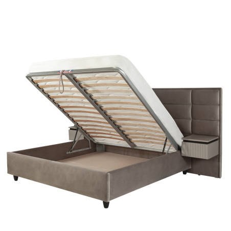Set Dormitor Destiny, Pat Cu Dimensiune saltea 160 X 200 Cm, 2 Noptiere Si Dulap, Somiera Rabatabila-01