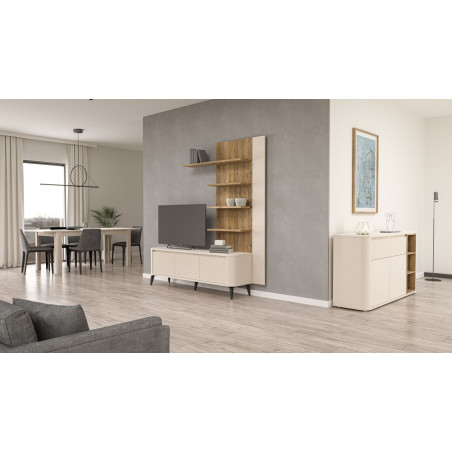 Raft Suspendat Bibliotheque, Nisip Si Stejar Mauvella, 132. 5 Cm-01