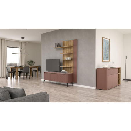 Raft Suspendat Bibliotheque, Terracotta Si Stejar Mauvella, 132. 5 Cm-01