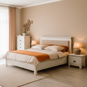 Pat Dormitor Casablanca Loft, Dimensiune Saltea 140 x 200 Cm, Cu Tablie Tapitata, Somiera Rabatabila