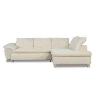 Coltar Extensibil Cu Otoman Mare Sevilia, 5 Locuri, Tetiere Reglabile, 300 Cm - Alb unt