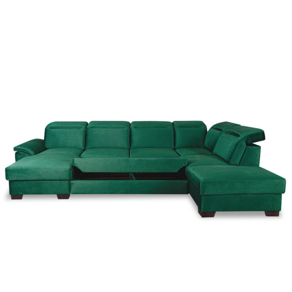 Coltar U Extensibil Cu Lada Dax, Tetiere Reglabile, 375 Cm