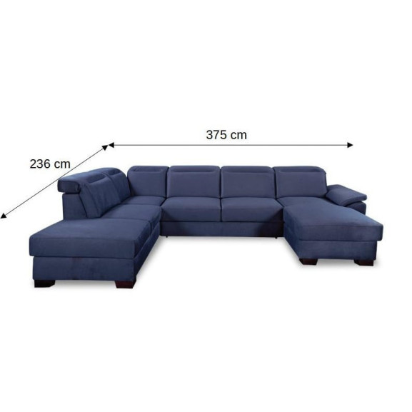 Coltar U Extensibil Cu Lada Dax, Tetiere Reglabile, 375 Cm