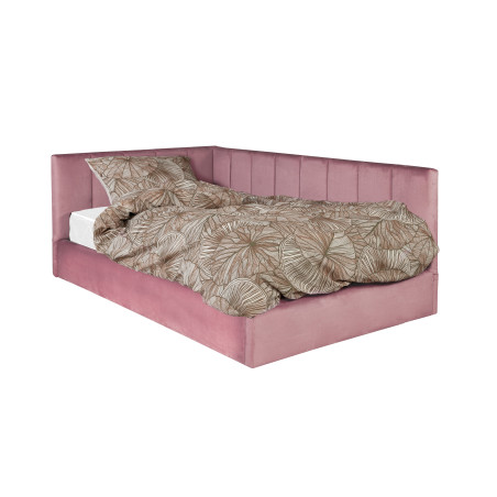 Pat Tapitat Ravel Junior, Dimensiune Saltea 120 x 200 Cm, Somiera Rabatabila Si Panou Dreapta, Roz-01