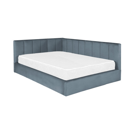 Pat Tapitat Ravel, Dimensiune Saltea 140 x 200 Cm, Somiera Rabatabila Si Panou Dreapta, Albastru-01