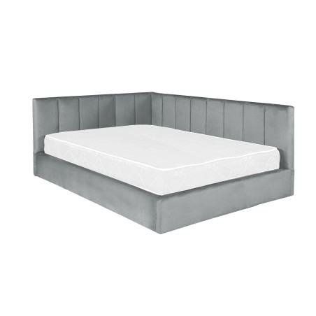 Pat Tapitat Ravel Junior, Dimensiune Saltea 140 x 200 Cm, Somiera Rabatabila Si Panou Dreapta, Gri-01