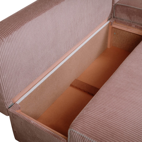 Coltar Extensibil Cu Lada New Modulo, Interschimbabil Stanga/Dreapta, Roz Pudra, 220 x 80 x 155 Cm-01