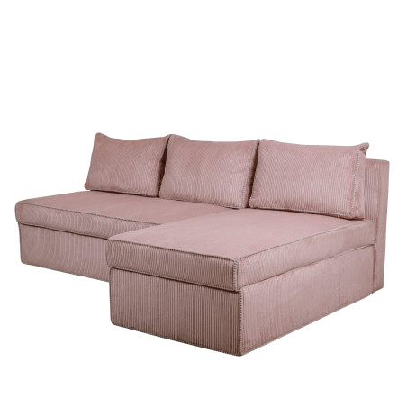 Coltar Extensibil Cu Lada New Modulo, Interschimbabil Stanga/Dreapta, Roz Pudra, 220 x 80 x 155 Cm-01