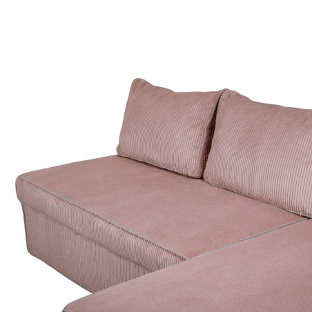 Coltar Extensibil Cu Lada New Modulo, Interschimbabil Stanga/Dreapta, Roz Pudra, 220 x 80 x 155 Cm-01