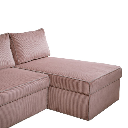 Coltar Extensibil Cu Lada New Modulo, Interschimbabil Stanga/Dreapta, Roz Pudra, 220 x 80 x 155 Cm-01