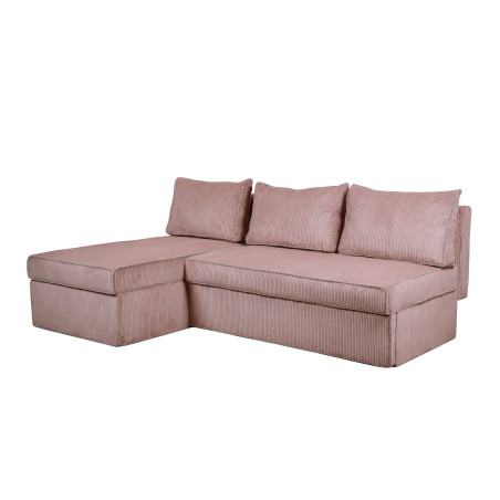 Coltar Extensibil Cu Lada New Modulo, Interschimbabil Stanga/Dreapta, Roz Pudra, 220 x 80 x 155 Cm-01