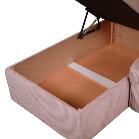 Coltar Extensibil Cu Lada New Modulo, Interschimbabil Stanga/Dreapta, Roz Pudra, 220 x 80 x 155 Cm-01