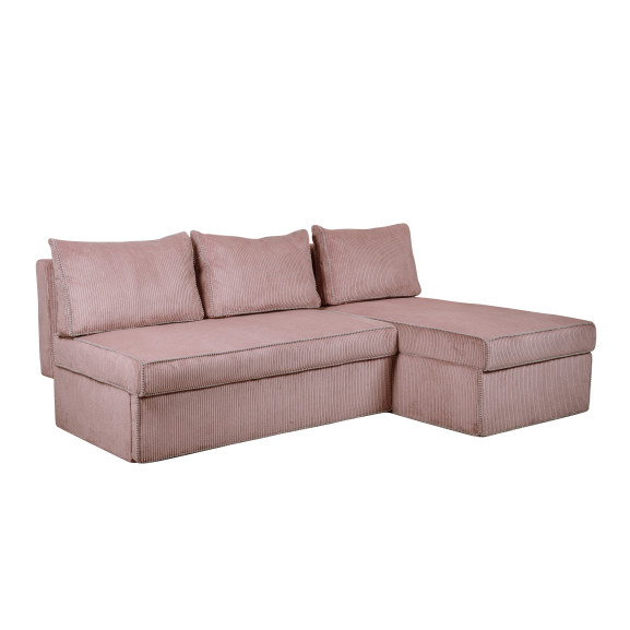 Coltar Extensibil Cu Lada New Modulo, Interschimbabil Stanga/Dreapta, Roz Pudra, 220 x 80 x 155 Cm
