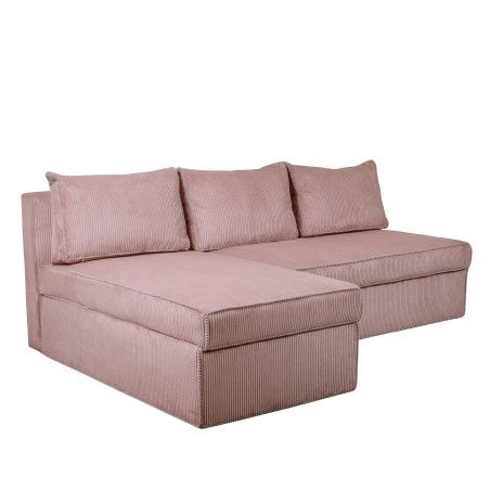 Coltar Extensibil Cu Lada New Modulo, Interschimbabil Stanga/Dreapta, Roz Pudra, 220 x 80 x 155 Cm-01