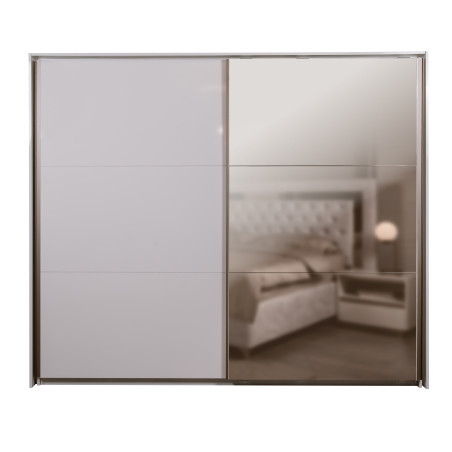 Dulap 2 Usi Culisante Phoenix, Alb Lucios, 249 Cm-01