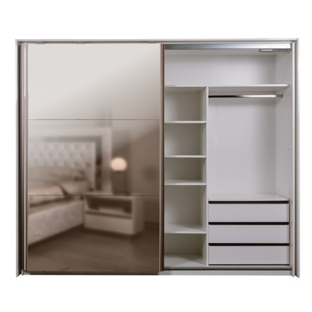 Dulap 2 Usi Culisante Phoenix, Alb Lucios, 249 Cm-01