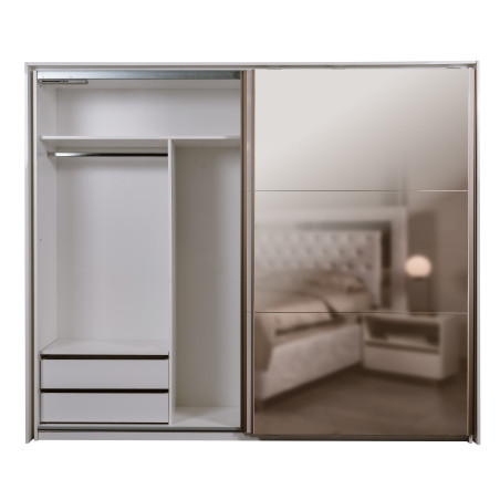 Dulap 2 Usi Culisante Phoenix, Alb Lucios, 249 Cm-01