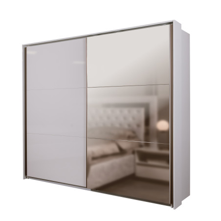 Dulap 2 Usi Culisante Phoenix, Alb Lucios, 249 Cm-01