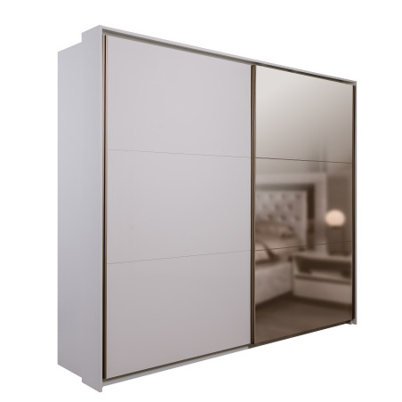 Dulap 2 Usi Culisante Phoenix, Alb Lucios, 249 Cm-01