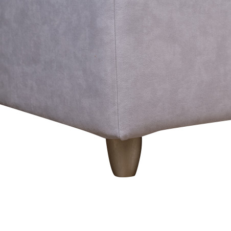 Pat Tapitat Phoenix, Dimensiune Saltea 140 x 200 Cm, Cu Somiera Rabatabila, Alb Murdar-01