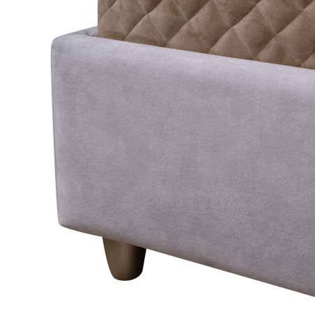 Pat Tapitat Phoenix, Dimensiune Saltea 180 x 200 Cm, Somiera Rabatabila, Alb Murdar-01