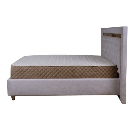 Pat Tapitat Phoenix, Dimensiune Saltea 180 x 200 Cm, Somiera Rabatabila, Alb Murdar-01