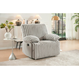 Fotoliu Siesta Catifea Raiata, Crem, 110 Cm