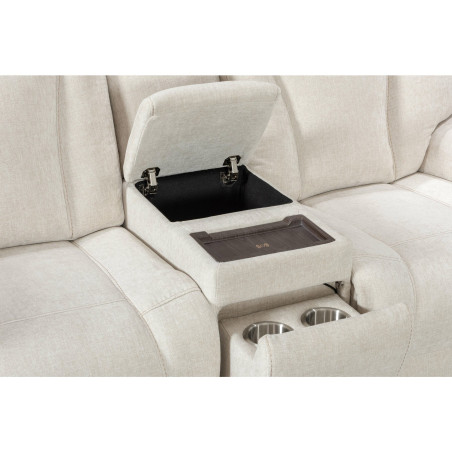 Canapea Cu 2 Locuri Sunglow, Recliner Electric Si Bar, Bej, 201 x 96 x 106 Cm-01