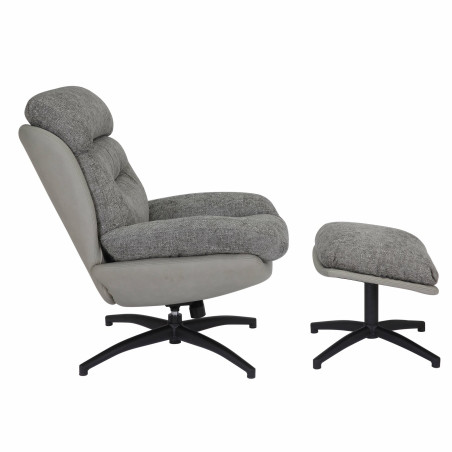 Fotoliu Rotativ Cu Taburet Luiza Gri, 79 Cm-01