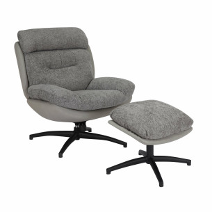 Fotoliu Rotativ Cu Taburet Luiza Gri, 79 Cm