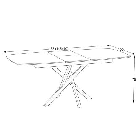Masa Filo, Negru 145/185 x 90 x 75 Cm-01