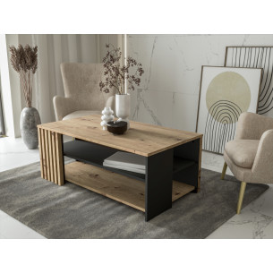 Masa Cafea Mare Cordega Negru Si Stejar Artisan, 110 Cm