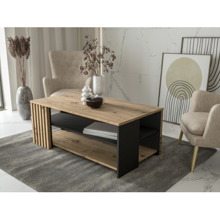 Masa Cafea Mare Cordega Negru Si Stejar Artisan, 110 Cm-01