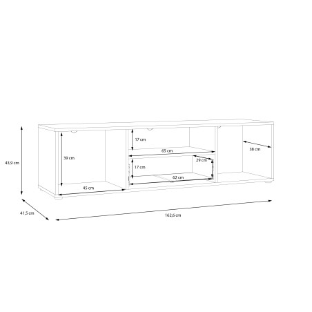 Comoda Tv Mare Cordega, Alb Si Stejar Artisan, 162.6 Cm-01