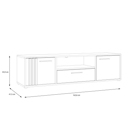 Comoda Tv Mare Cordega, Alb Si Stejar Artisan, 162.6 Cm-01