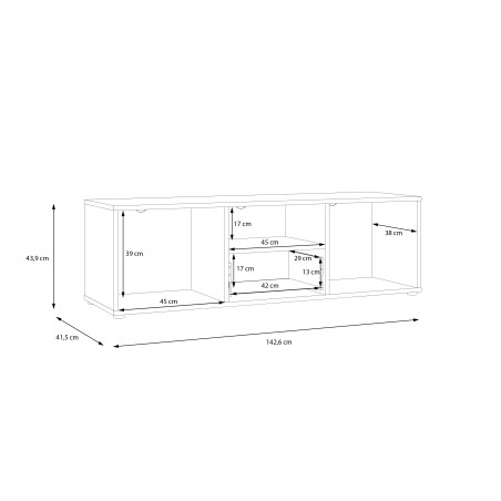 Comoda Tv Mica Cordega Alb Si Stejar Artisan, 142.6 Cm-01