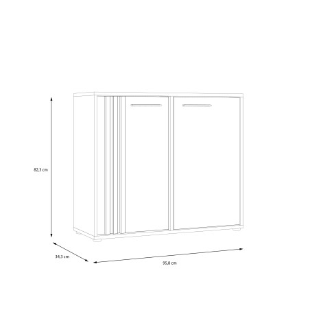 Comoda 2 Usi Cordega Alb Si Stejar Artisan, 95.8 Cm-01