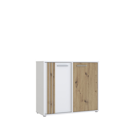 Comoda 2 Usi Cordega Alb Si Stejar Artisan, 95.8 Cm-01